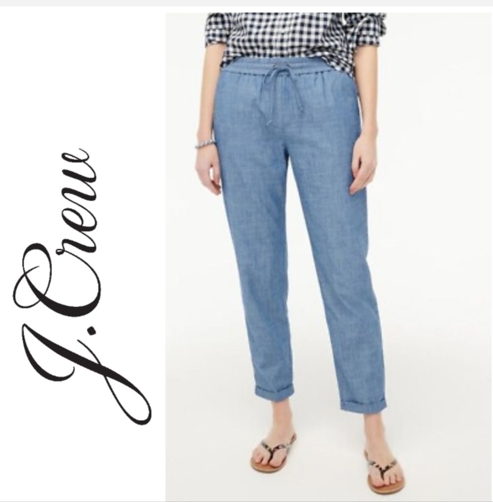 J. Crew Chambray Light Blue Casual Cropped Pants. Size 18